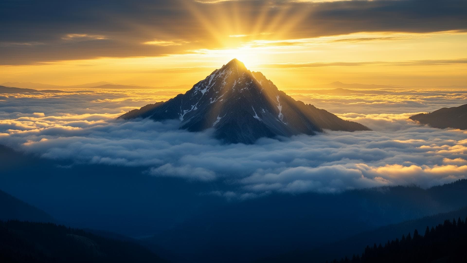 Mountain above clouds